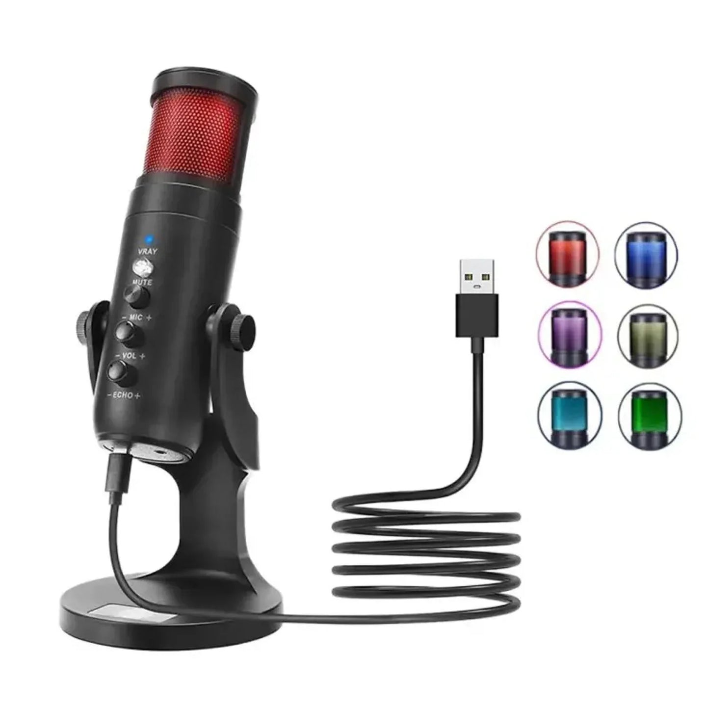 Jmary Mc-pw9 RGB Professional Usb Microphone For Podcasting With Noise Reduction - Shopup.pk