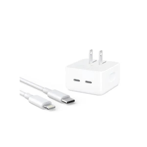 IPHONE 14 Pro 2 Pin (US PIN) 50W USB-C+C POWER Adapter With USB-C TO LIGHTINING CABLE - Shopup.pk