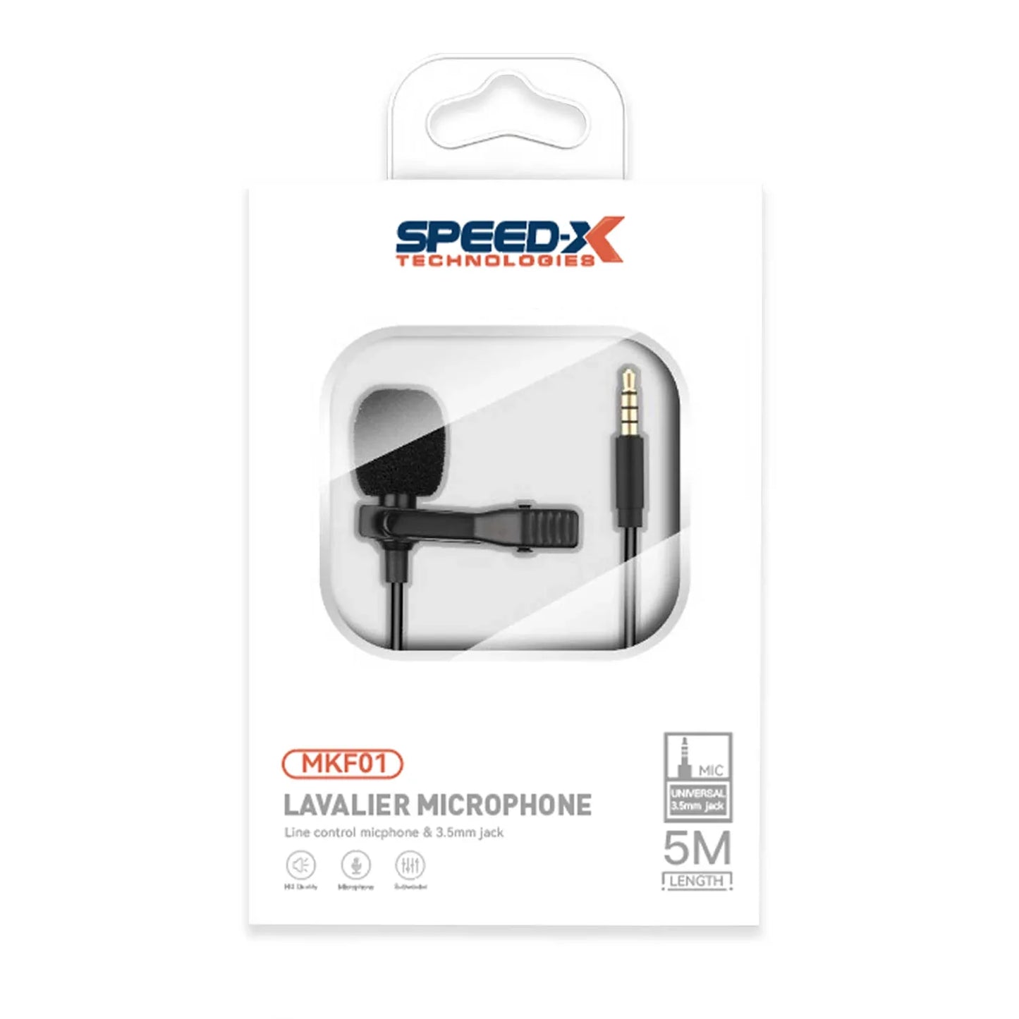 SPEED-X MKF01 5M LAVALIER MICROPHONE 3.5MM JACK GOOD QUALITY - Shopup.pk