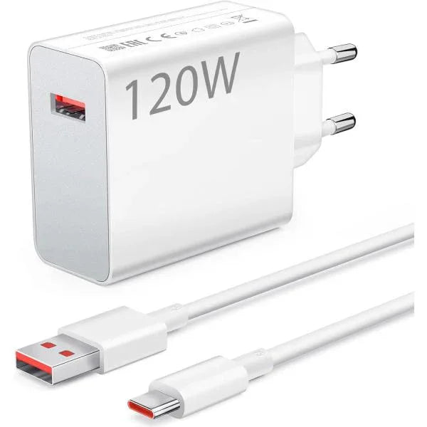 XIAOMI 120W EU PLUG QC3.0 FAST QUICK WALL CHARGER WITH CABLE - Shopup.pk