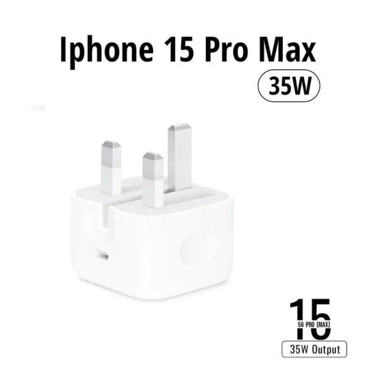 IPHONE 15 PRO MAX 3 PIN (UK PIN) 35W USB-C POWER ADAPTER - Shopup.pk