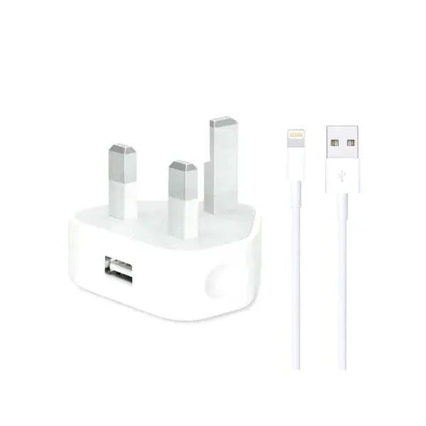 Iphone Usb 5W Power Adaptor UK Pin With Lightning to Usb Cable - Shopup.pk