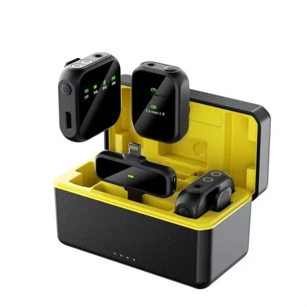 K50 WIRELESS LAVALIER DUAL MICROPHONES NOISE CANCELLING DISPLAY SCREEN RANGE 20M - Shopup.pk