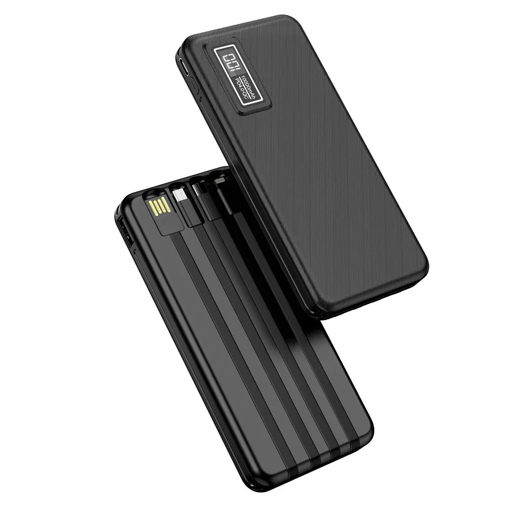 ASPOR A300 POWER BANK ORIGINAL 10000MAH LI-POLYMER BATTERY 4 IN1 POWER BANK BLACK - Shopup.pk