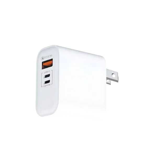 IPHONE 16 PRO MAX 50W POWER ADAPTER WITH 3 PORTS ( USB-A USB-C OR LIGHTNING ) - Shopup.pk