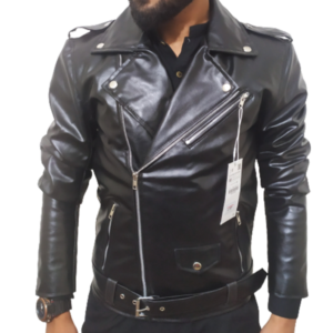 Synthetic Leather Jacket For Men – Stylish Wear - Black - 1
