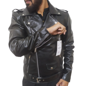 Synthetic Leather Jacket For Men – Stylish Wear - Black