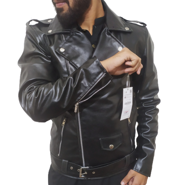Synthetic Leather Jacket For Men – Stylish Wear - Black