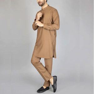 Man wearing beige kurta shalwar, showcasing elegance and timeless style from ShopUp.pk