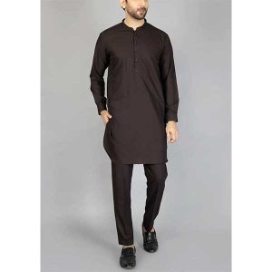 Stylish Black Wash-n-Wear Kurta Shalwar for Men